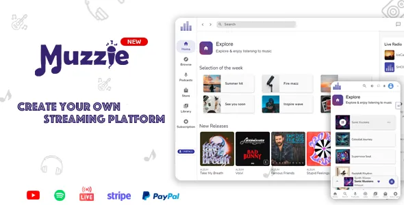 Muzzie - Music, Podcast & Radio Streaming Platform