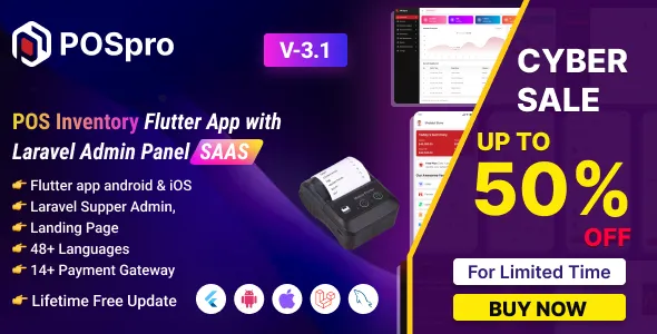 POSpro - POS Inventory Flutter App with Laravel Admin Panel SAAS