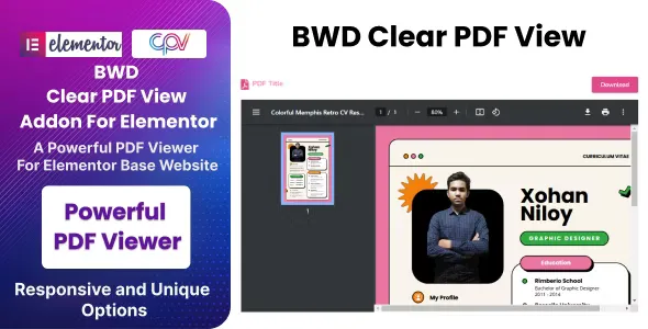 BWD Clear PDF View Addon for Elementor