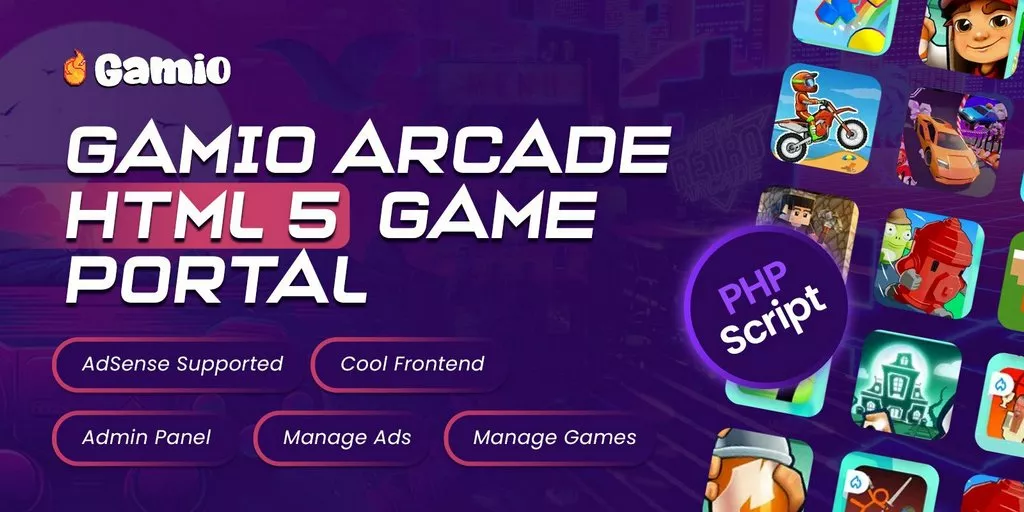 Gamio Arcade - HTML 5 Game Portal PHP Script