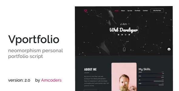 Vportfolio - Neomorphism Laravel Personal Portfolio Script