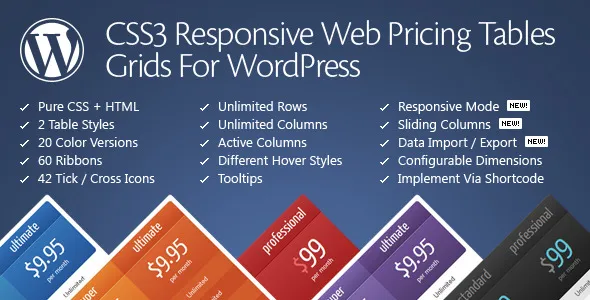 CSS3 Compare Pricing Tables for WordPress v11.5