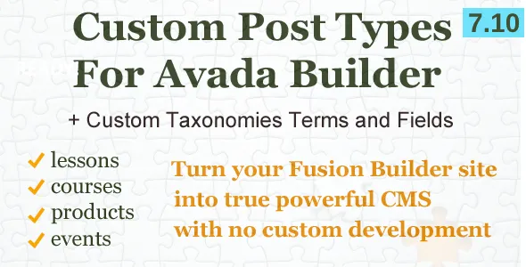 Custom Post Types, Taxonomies and Fields for Avada Builder v7.11.0