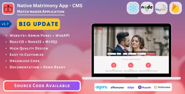 Native Matrimony CMS (Website, Admin Panel, API, Database)