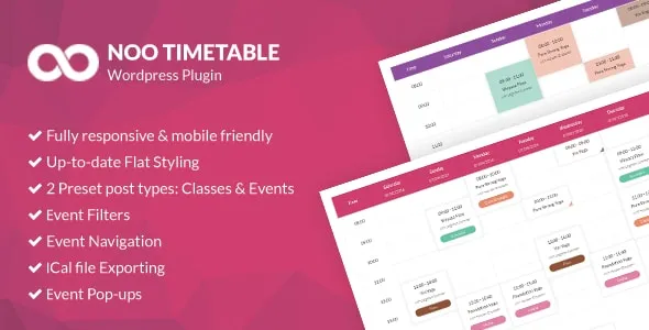 Noo Timetable v2.2.0 - Responsive Calendar & Auto Sync WordPress Plugin