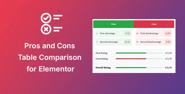 Pros & Cons Widget for Elementor