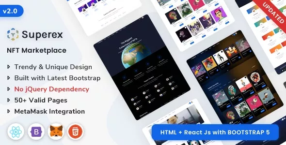 Superex - NFT Marketplace (HTML + React Js)