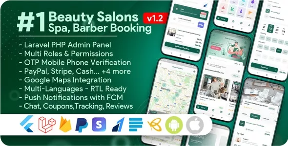 Beauty Salons, Spa, Massage, Barber Booking, Business Listing Multi-Vendor App with Admin Panel