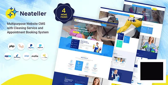 Neateller - Multipurpose Website CMS with Cleaning Service and Appointment Booking System