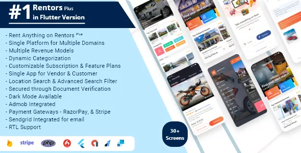 Rentors Plus - Universal Flutter App for Renting and Hiring