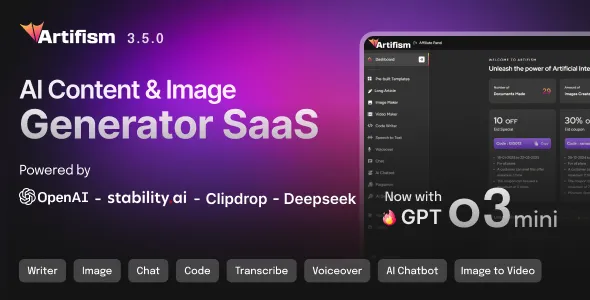 Artifism - AI Content & Image Generator SaaS