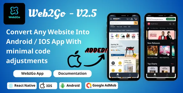 Web2Go - Website to React Native iOS Android App