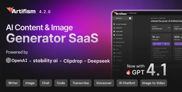 Artifism - AI Content & Image Generator SaaS