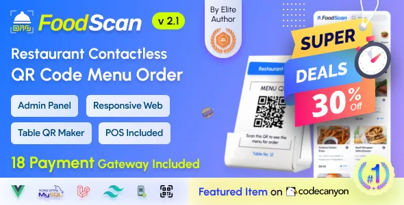 FoodScan - QR Code Restaurant Menu Maker and Contactless Table Ordering System with Restaurant POS