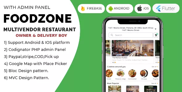 FoodZone - Multivendor Mobile Application in Flutter with PHP Admin Panel + Store Owner + Delivery Boy