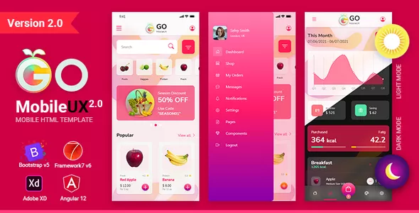 GoMobileUX Multipurpose HTML Template - Bootstrap 5 Framework 7 Angular 12 Kit