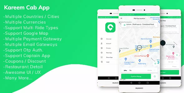 Kareem Taxi App - Cab Booking Solution + Admin Panel