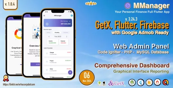 Money Manager Flutter Apps, with API & Admin Panel