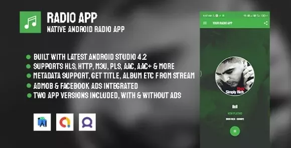 Radio App - Native Android Radio App with AdMob & Facebook Ads