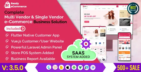 Ready Ecommerce - Complete Multi Vendor e-Commerce Mobile App, Customer Website with Store POS