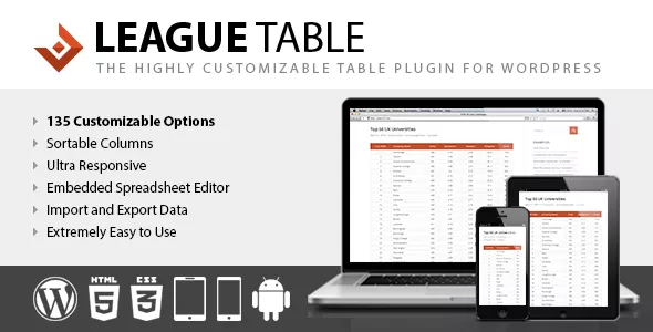 League Table - Table Plugin for WordPress