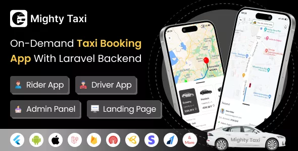 MightyTaxi - Flutter Online Taxi Booking Full Solution with Bidding