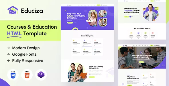 Educiza - Courses & Education HTML Template