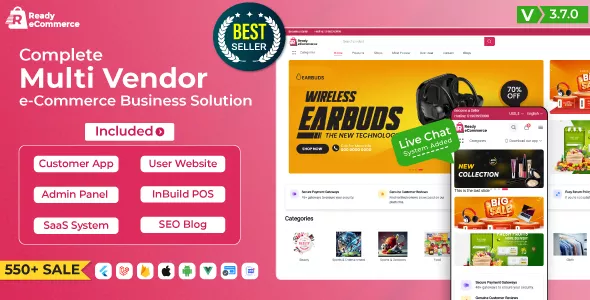 Ready Ecommerce - Complete Multi Vendor e-Commerce Mobile App, Customer Website with Store POS