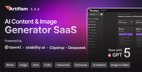 Artifism - AI Content & Image Generator SaaS
