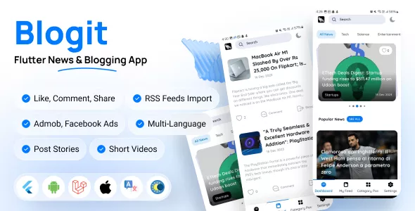 Blogit News App - Flutter News App and Website Complete Solution