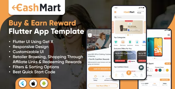 CashMart - Shop & Earn Rewards App Template - Flutter Mobile App Template using GetX