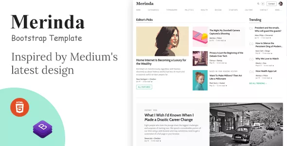 Merinda - HTML Personal Blog Template Inspired by Medium