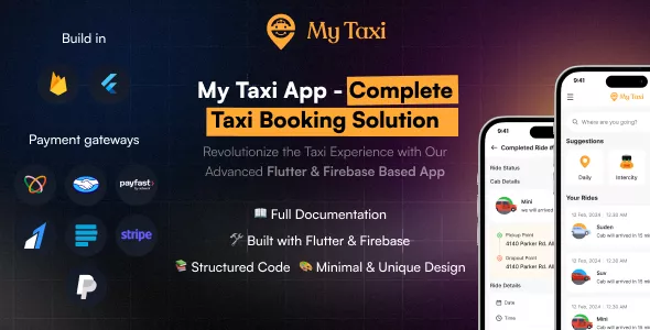 MyTaxi - Complete Flutter Taxi Booking, Intercity Ride & Parcel Delivery App with Admin