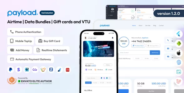 PayLoad - Airtime - Data Bundles - Gift cards and VTU Full Solution