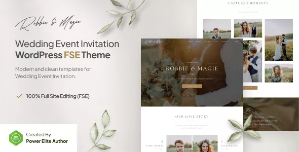 Robbie & Magie - Wedding Event Invitation FSE WordPress Theme