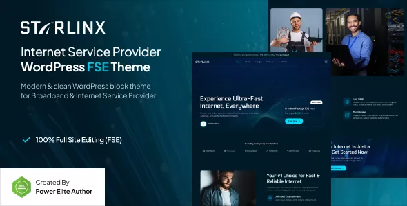Starlinx - Broadband & Internet Service Provider FSE WordPress Theme
