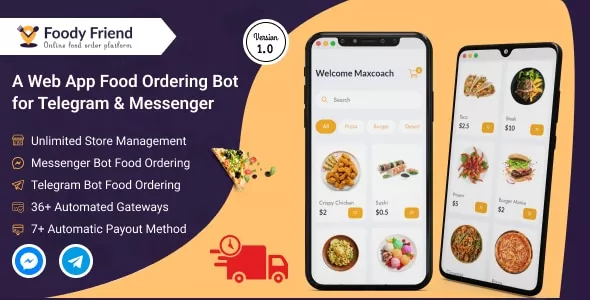 Foody Friend - Restaurant Food Ordering Bot for WhatsApp, Telegram, Messenger (SAAS Based)