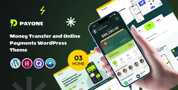 PayOne - Money Transfer & Online Payments with Banking WordPress Theme