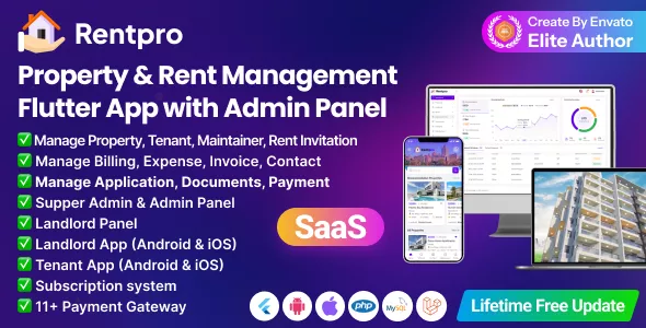 RentPro - Best Property & Rent Management Software with Laravel Admin + Flutter Mobile App