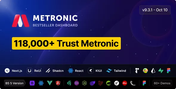 Metronic - Tailwind, Bootstrap, React, Vue, Angular, Asp.Net & Laravel Admin Dashboard HTML Template