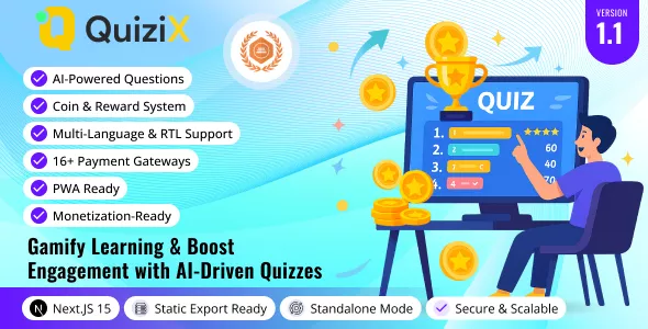 QuiziX - AI Quiz & Trivia Game - Laravel + Next.js Gamified Quiz Platform