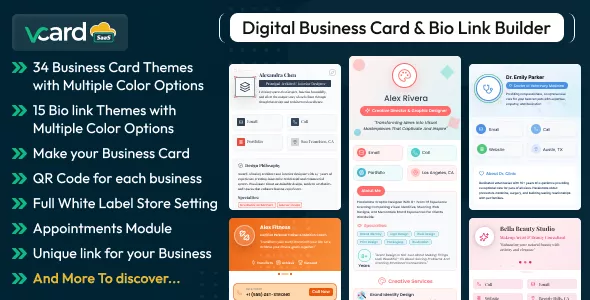 vCard SaaS - Digital Business Card Builder - Bio Links Builder