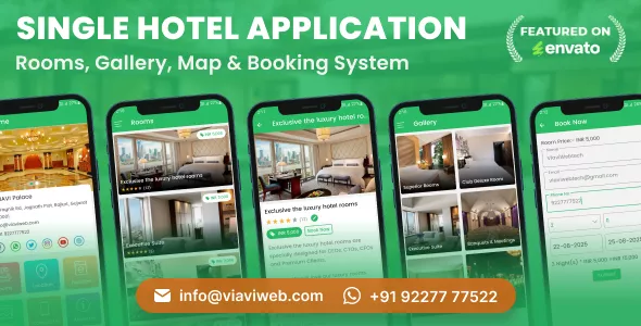 Android Single Hotel Application with Rooms, Gallery, Map & Booking System