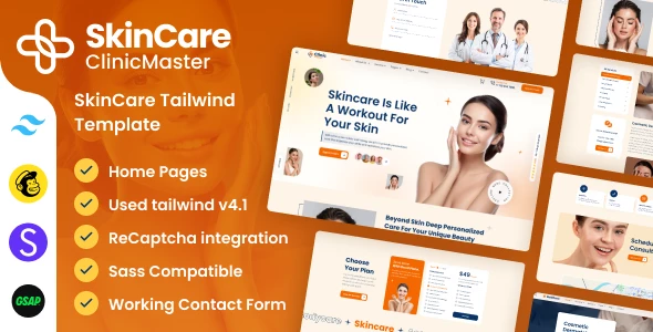 ClinicMaster - SkinCare Tailwind CSS Template