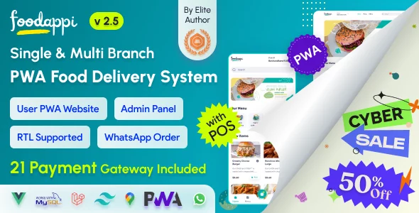 FoodAppi - PWA Food Delivery System and WhatsApp Menu Ordering with Admin Panel