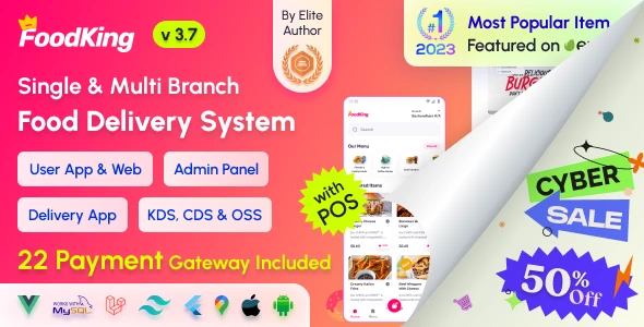 FoodKing - Restaurant Food Delivery System with Admin Panel & Delivery Man App, Restaurant POS