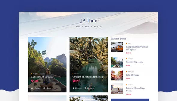JA Tour - Dedicated Joomla Tour Travel Template