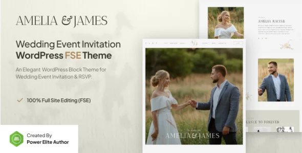 Amelia & James - Wedding Invitation Gutenverse FSE WordPress Theme