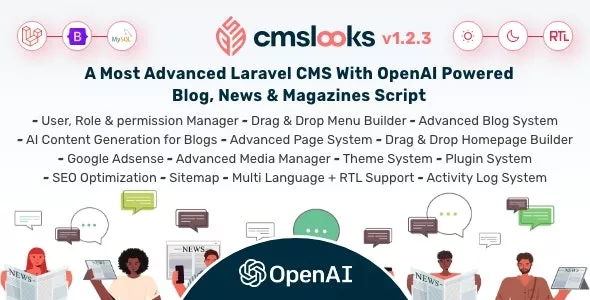 CMSLooks - Laravel CMS With OpenAI Powered Blog, News & Magazines Script