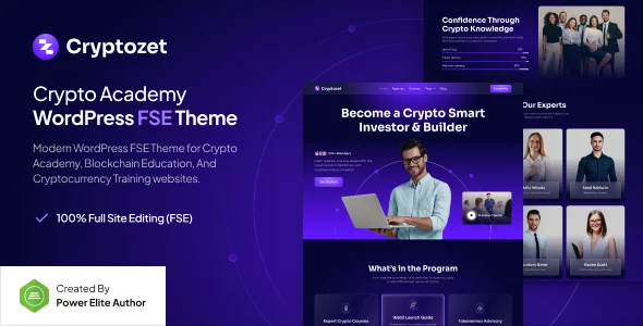 Cryptozet - Crypto & Blockchain Academy Gutenverse FSE WordPress Theme